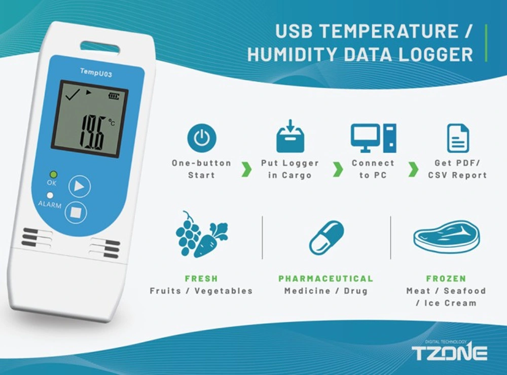 Tempu03 Warehouse Management for Logistics Transportation for Temperature Humidity Recording for Cold Chain