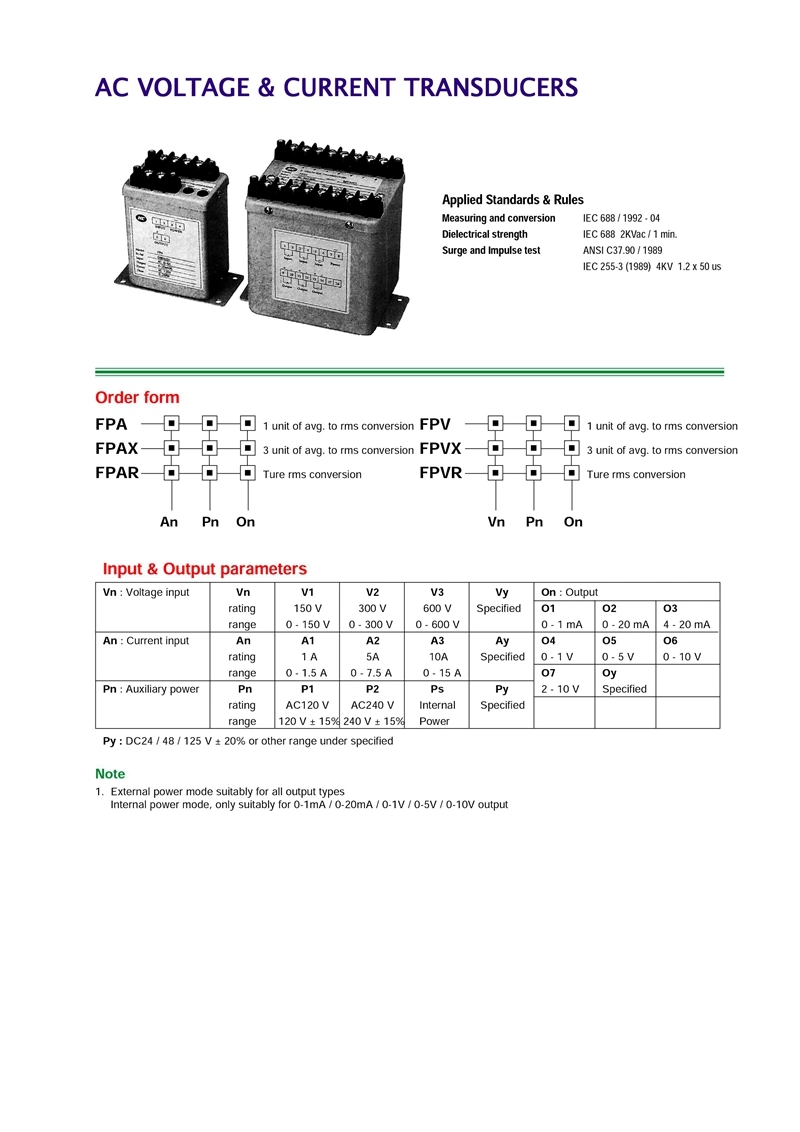 Fp-AC Voltage &amp; Current Transducer