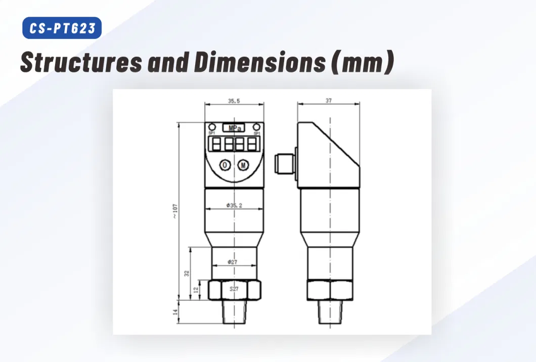 Voltage Current Output Smart Pressure Switch Combining Pressure Transducer